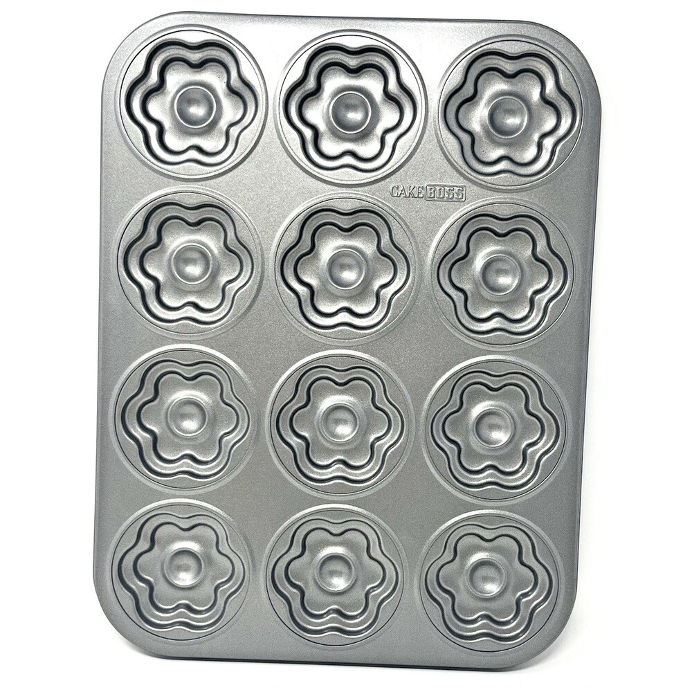 CakeBOSS 12 Cavity Flower Molded Cookie pan nonstick mold #59407 2.5"